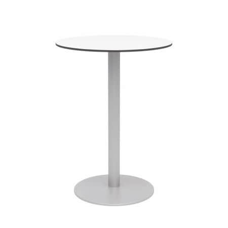 Kfi KFI 30" Round Outdoor Bar Table - Designer White Phenolic Top - Silver Aluminum Frame - Ivy Series OLTP30RD-B2200SL-D354-41